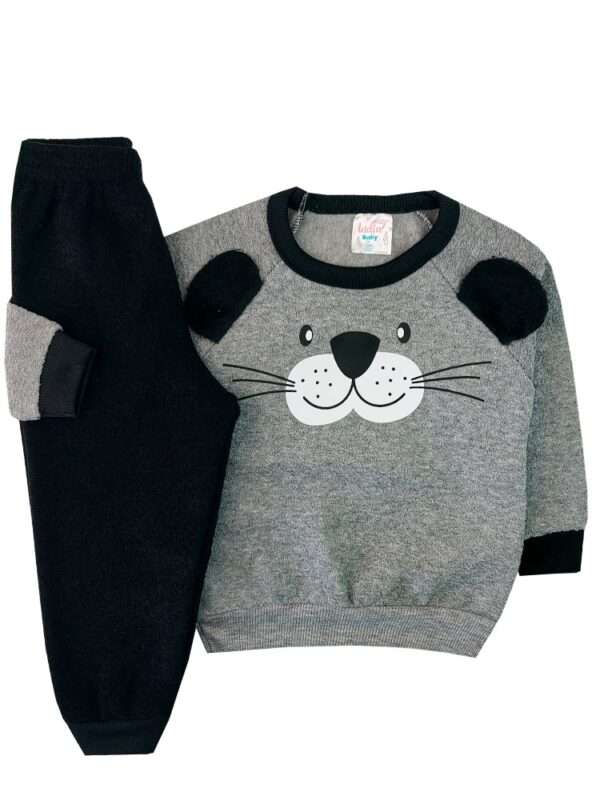 Conjunto Infantil Boucle Peluciado Tigre India Baby Mescla - Conjunto Infantil Boucle Peluciado Tigre India Baby Mescla