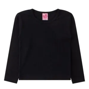 Blusa Cotton Infantil Feminina Preta