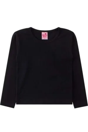 Blusa Cotton Infantil Feminina Preta