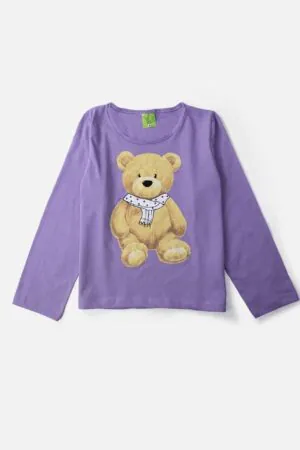 Blusa Feminina Manga Longa Urso Cachecol