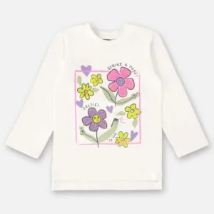 Blusa Manga Longa Menina Infantil (Off White) Up Baby