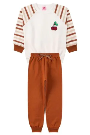 Conjunto Infantil Feminino Moletom Sublimado Peluciado Cherry