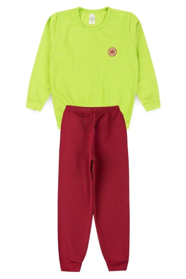 Conjunto Moletom Peluciado Infantil Masculino Verde - Conjunto Moletom Peluciado Infantil Masculino Verde