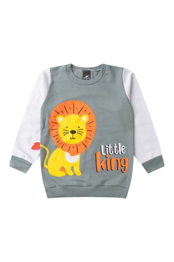 Conjunto Infantil Menino Inverno Leao Kangulu Cinza 3 - Conjunto Infantil Menino Inverno Leão Kangulu Cinza