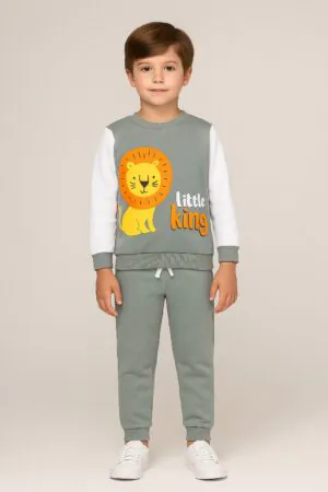 Conjunto Infantil Menino Inverno Leão Kangulu Cinza