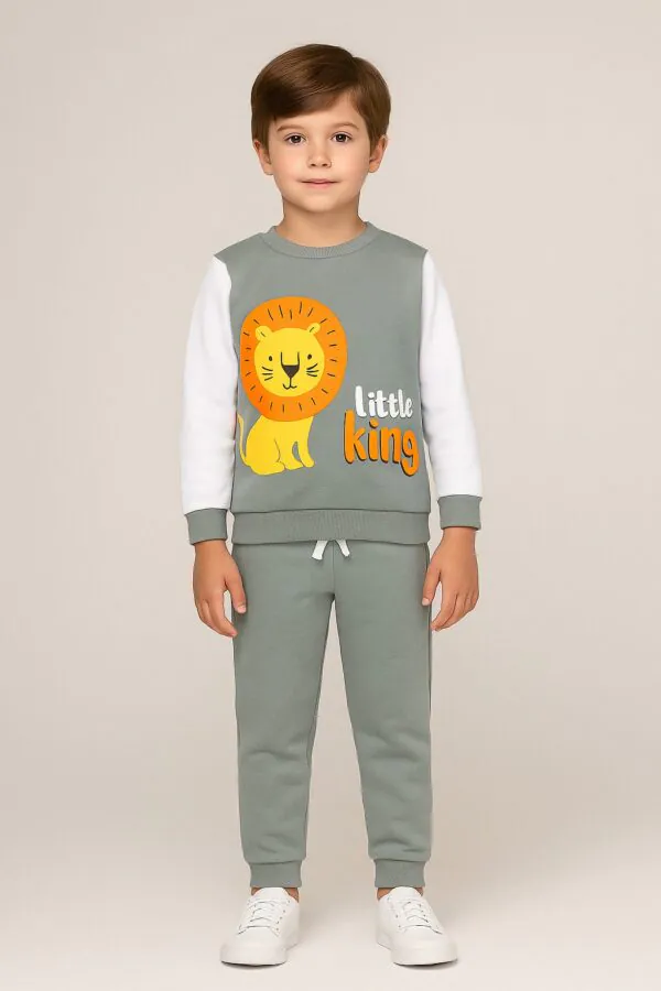 Conjunto Infantil Menino Inverno Leao Kangulu Cinza - Conjunto Infantil Menino Inverno Leão Kangulu Cinza