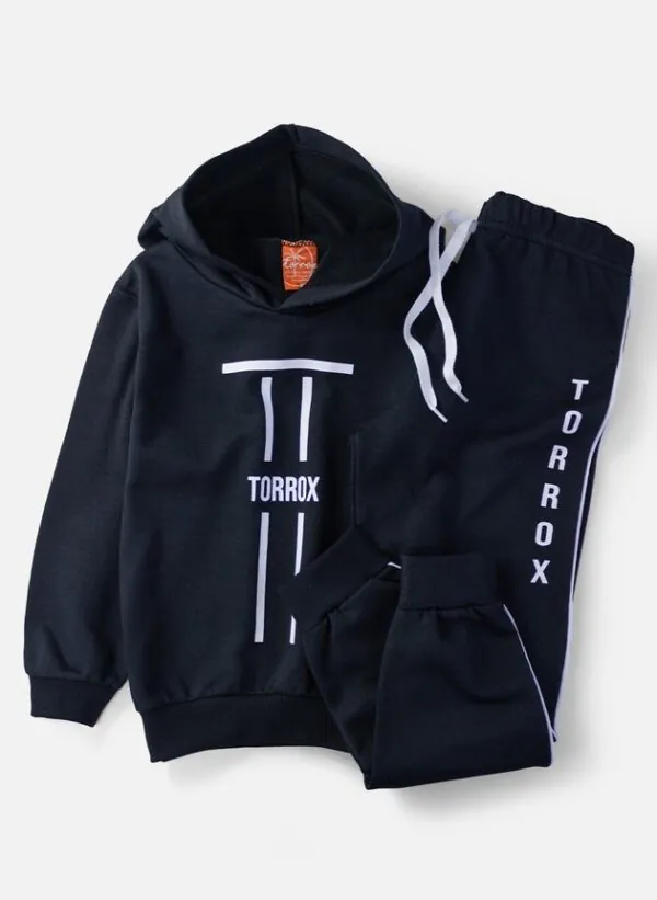 Conjunto Infantil Menino Moletom com Capuz Preto Torrox 7 - Conjunto Infantil Menino Moletom com Capuz Preto Torrox