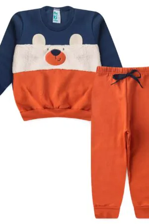 Conjunto de Inverno para Menino Ursinho em Marinho
