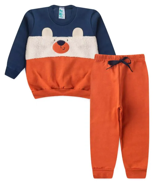 Conjunto de Inverno para Menino Ursinho em Marinho - Conjunto de Inverno para Menino Ursinho em Marinho